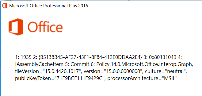 Installation von Office 2016 Fehler: 1935 2:.......