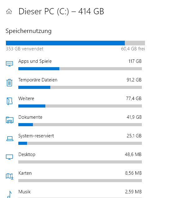 Bei Bereinigen wurden 7,8 Gigabyte Windows Updatedateien angezeigt zum löschen. aber selbst...