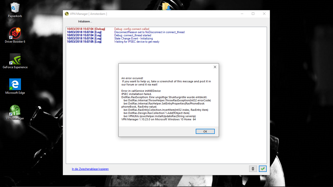 Seit Update 1809 (windows 10 Home) keine IPsec VPN Verbindung