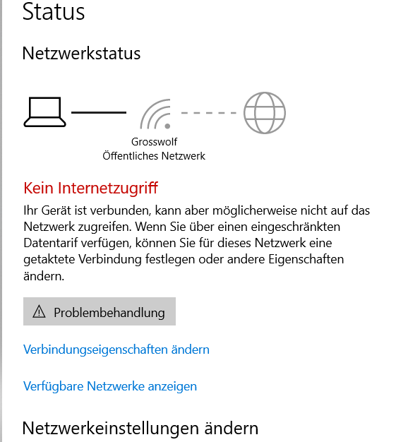 Netzwerkverbindung nicht verfügbar