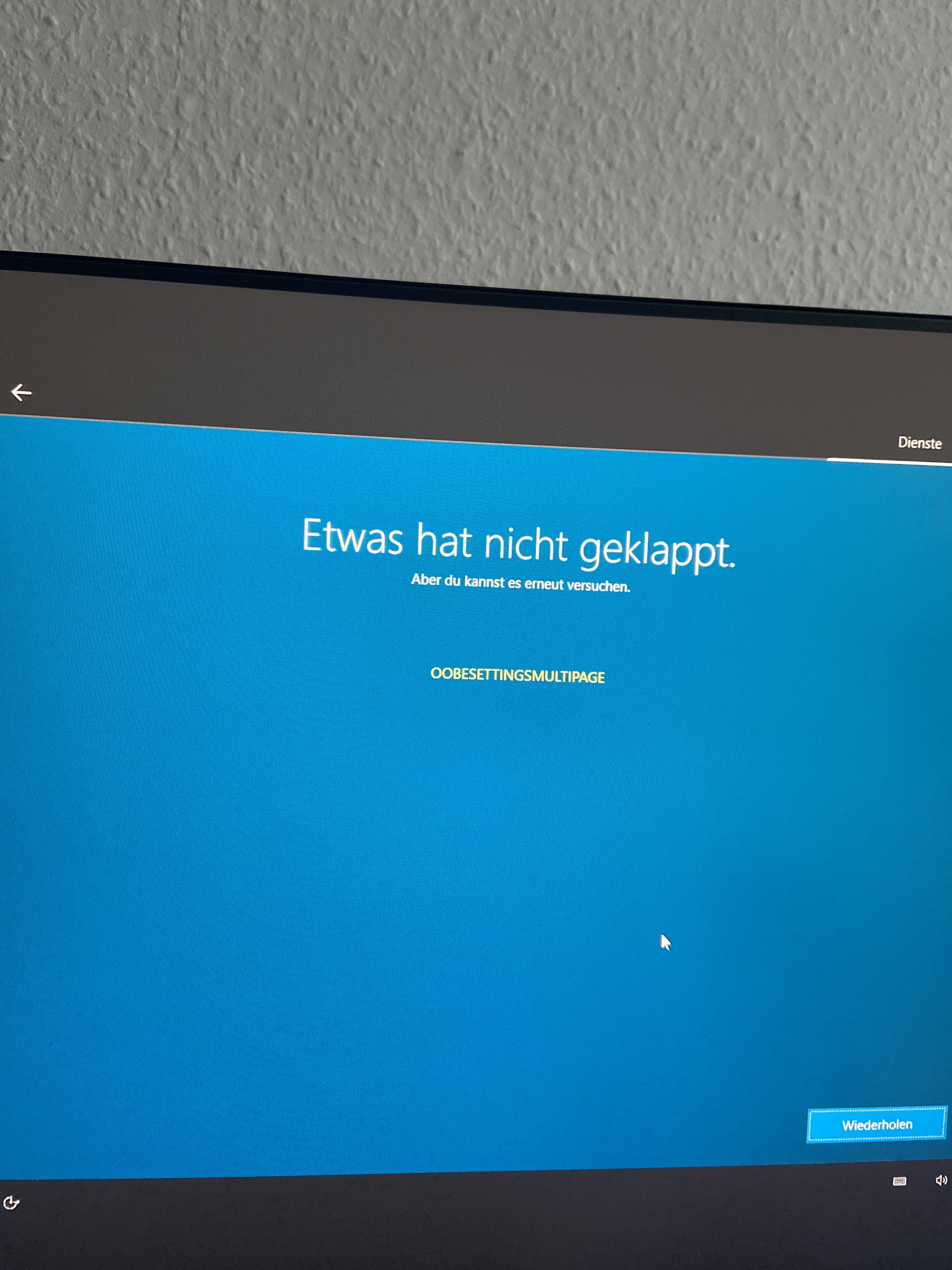 Benutzer-OOBE erstellt einen erhöhten Server