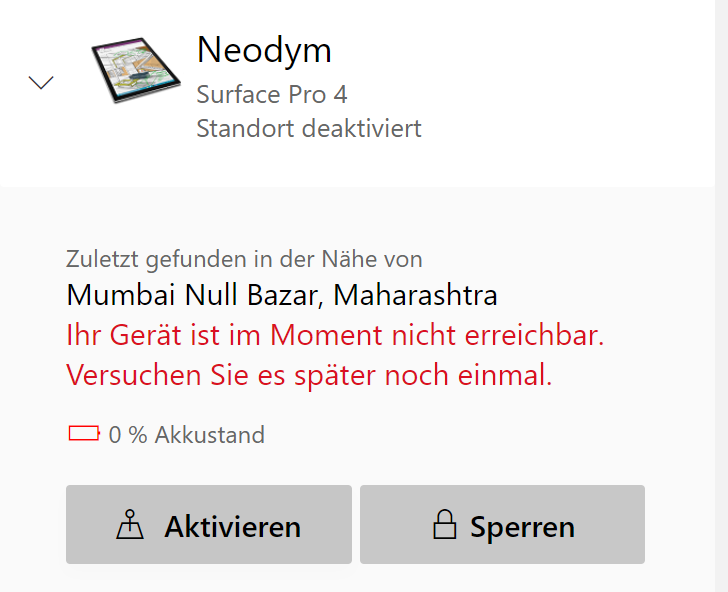 Surface Pro 4 nicht erreichbar