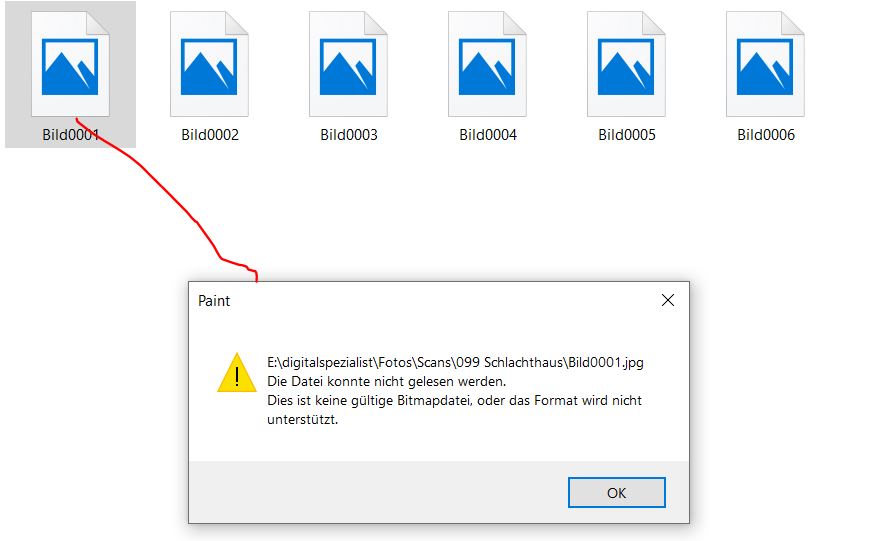 jpg-Datei kann nicht geöffnet werden