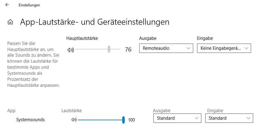 Remotedesktop Verbindung Audiowiedergabe/Audioaufzeichnung