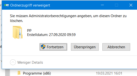 ordner lässt sich nicht löschen