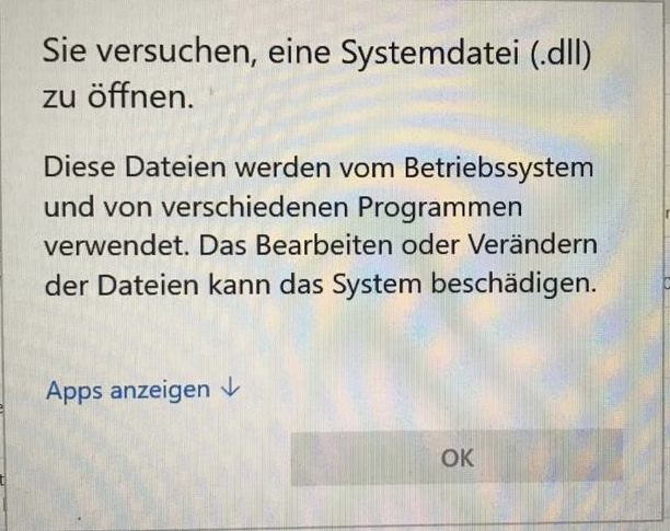 Sie versuchen eine Systemdatei .dll zu öffnen