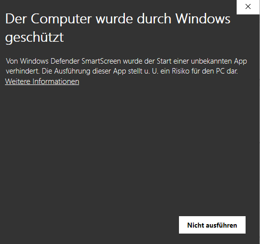 Windows Sicherheit / Programm ausführen