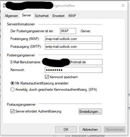 Mein neuer Computer mit Windows 10 versendet keine Mails unter Live Mail