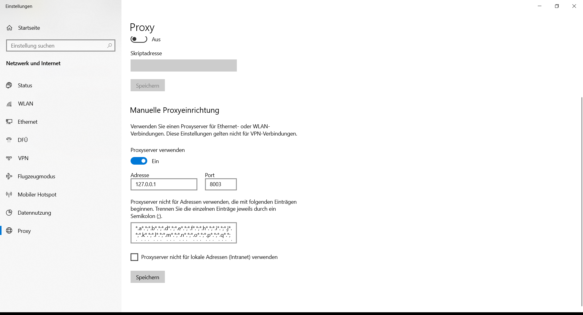 Proxy wird automatisch aktiviert