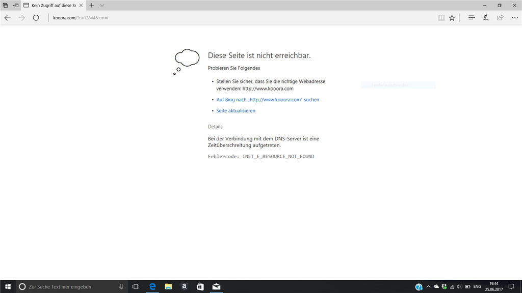 Microsoft Edge Fehlercode: INET_E_RESOURCE_NOT_FOUND