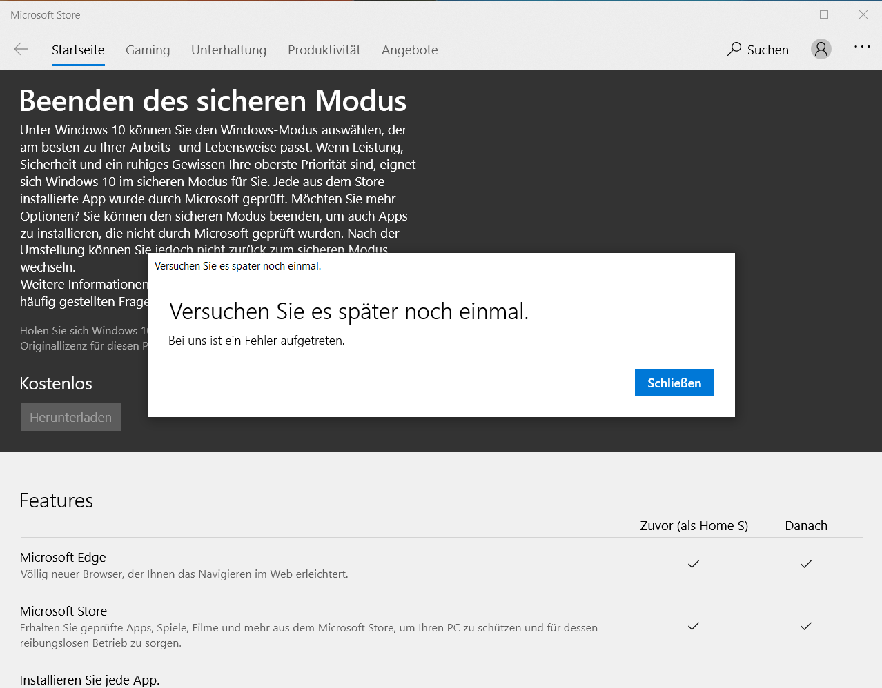 Sicherer Modus von Windows 10 lässt sich nicht beenden