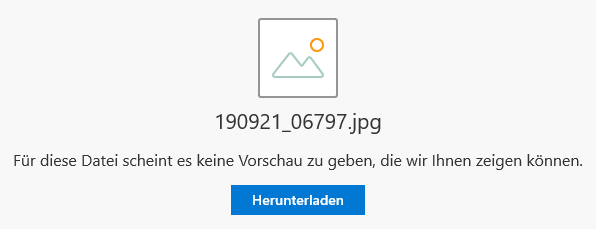 Onedrive JPG-Vorschaubilder werden im Browser nicht mehr angezeigt