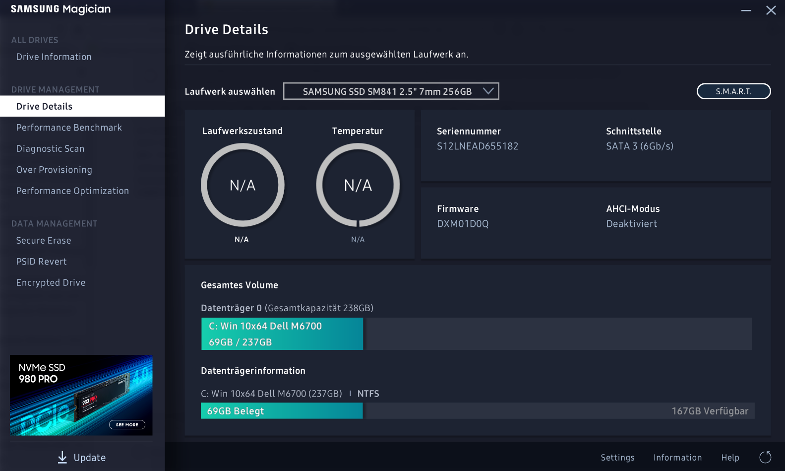 Bei einer von 3 SSDs ist AHCI deaktiviert