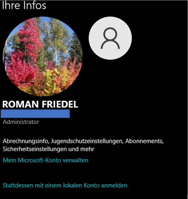 Umstellung der Anmeldung von lokalem zu Microsoft Konto nicht erfolgreich