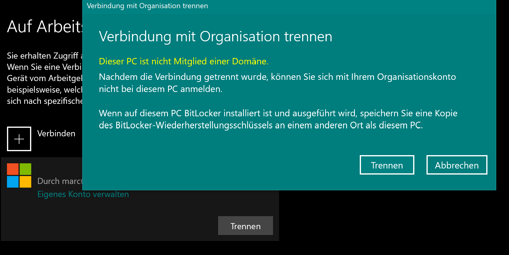 Problem nach versuchter Teams-Anmeldung mit Privatkonto