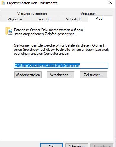 "Dieser PC" hat Verknüpfung zu leeren Onedrive Ordnern. Wie kann ich den Dateipfad wieder...