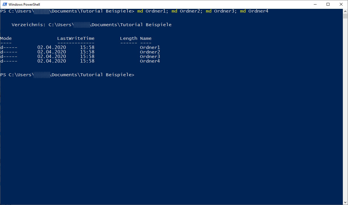 Wie erstelle ich in Windows 10 1000 Ordner auf einmal?