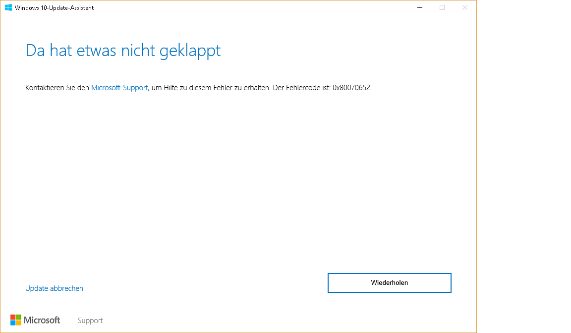 Windows 10 Update meldet "Fehler ist bei der Installation aufgetreten"
