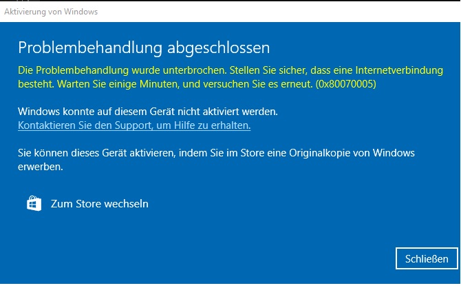 Windows-Key kann nicht reaktiviert werden, da kein Internet vorhanden obwohl dies funktioniert