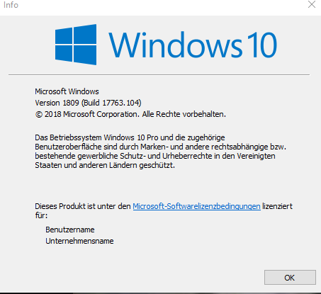 Nach Windows 10 Update am 17.10.2018