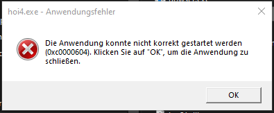 PC-Game can not start due to error 0x0000604