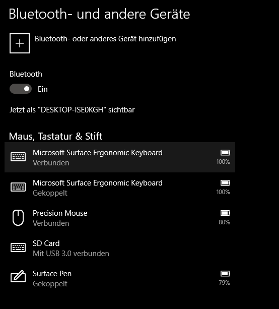 Probleme mit der Verbindung zwischen Surface Ergonomic Keyboard & SB2