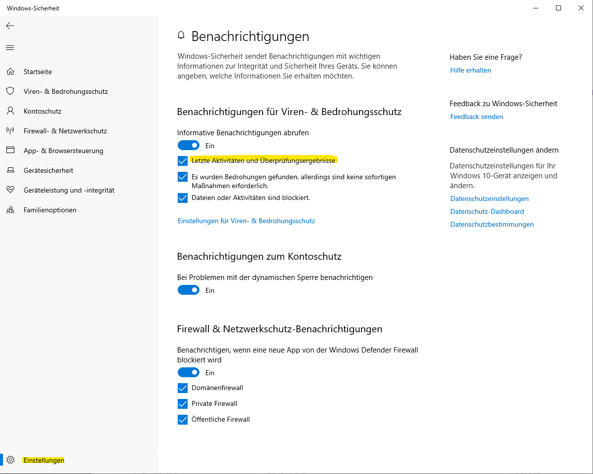 Windows Defender Security Venter - Pop up message deinstallieren