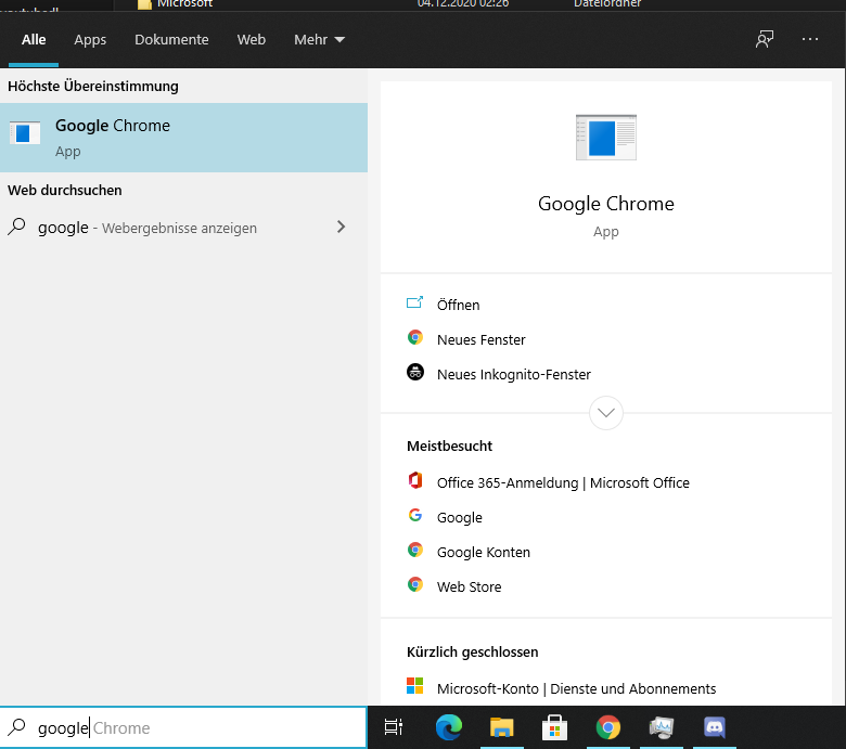 Program Icons missing in Windows search after system reset