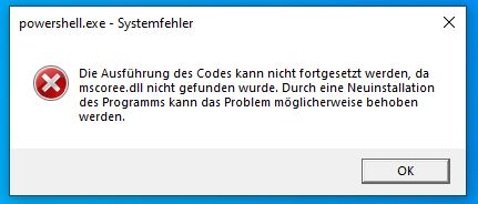 Systemfehler: mscoree.dll nicht gefunden