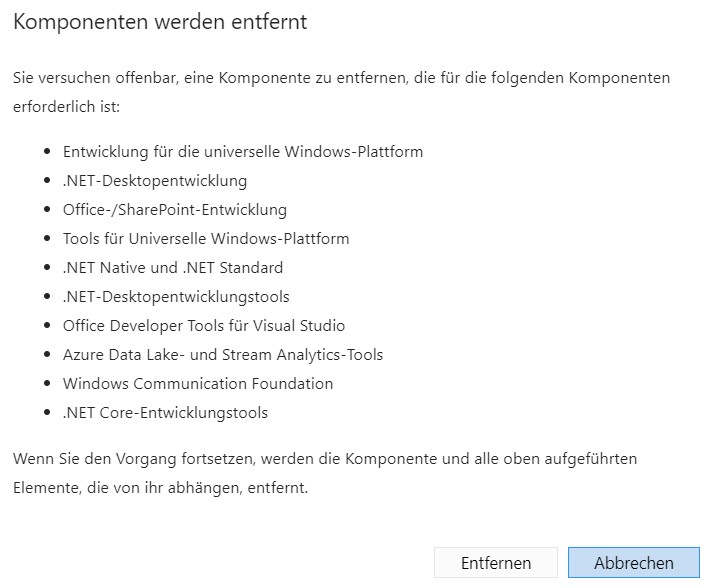 Schwierigkeiten mit Net Framework nach VisualStudio 2019 Installation