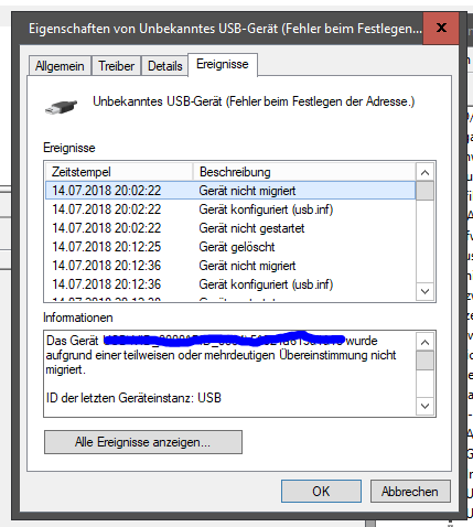 USB Stick wird nach kurzer Zeit ausgeworfen weil er nicht erkannt wurde (Fehler beim...