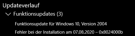 Bluescreen nach Funktionsupdate Version 2004 - Fehlerursache cpuz140_x64.sys