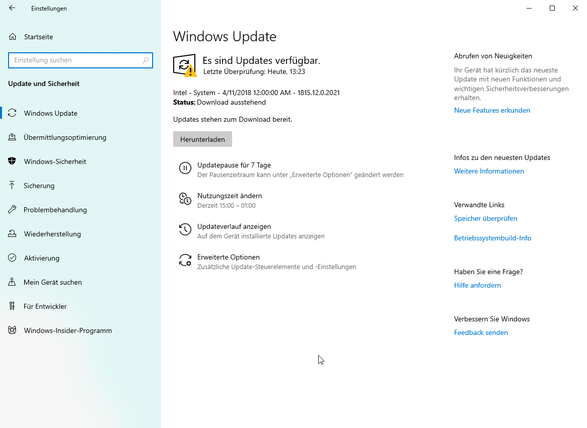 Windows 10 Update will was von 2018 installieren