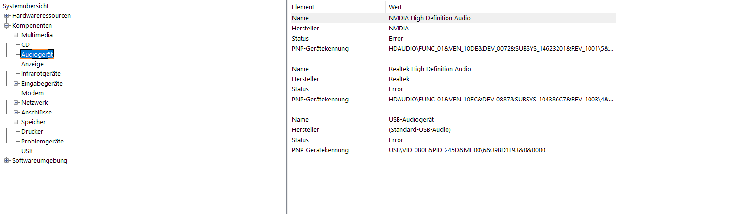 Sound-Probleme seit Update auf 1903