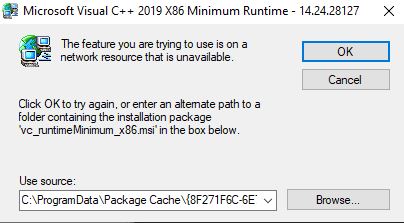 Microsoft Visual C++ 2015-2019 kann nicht install. werden