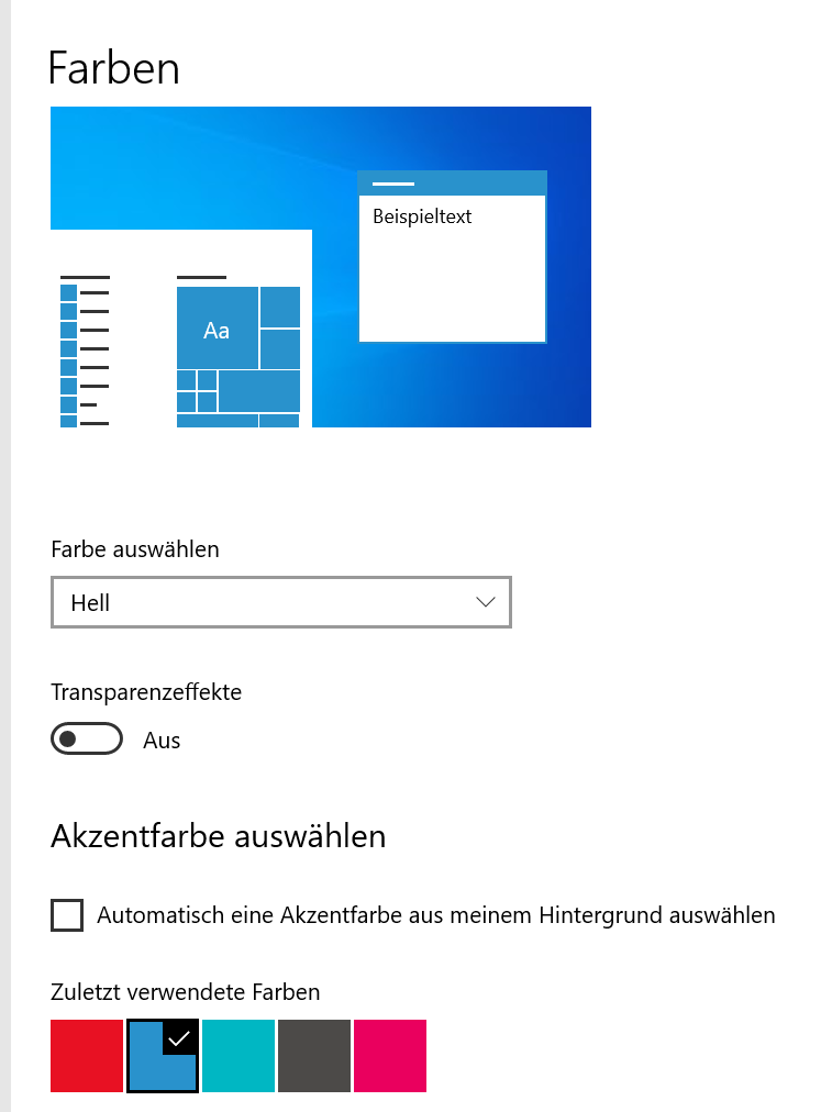 Windows Kacheln farblos nach Upgrade auf 20H2