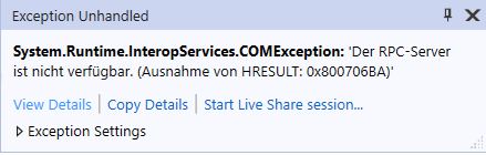 RPC_server ist nicht verfügbar HRESULT: 0x800706BA