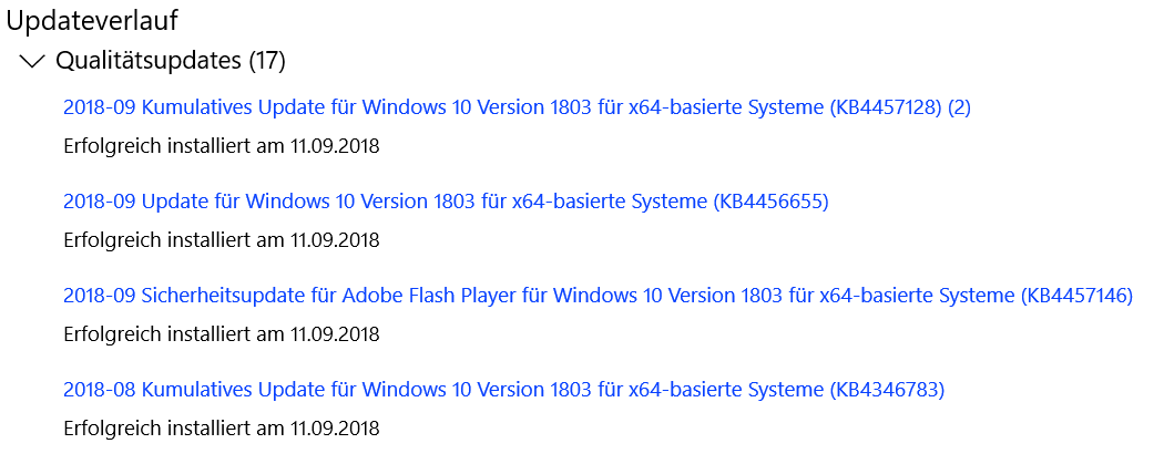 Windows 10-Update (kb 4457128) 2x erfolgreich installiert