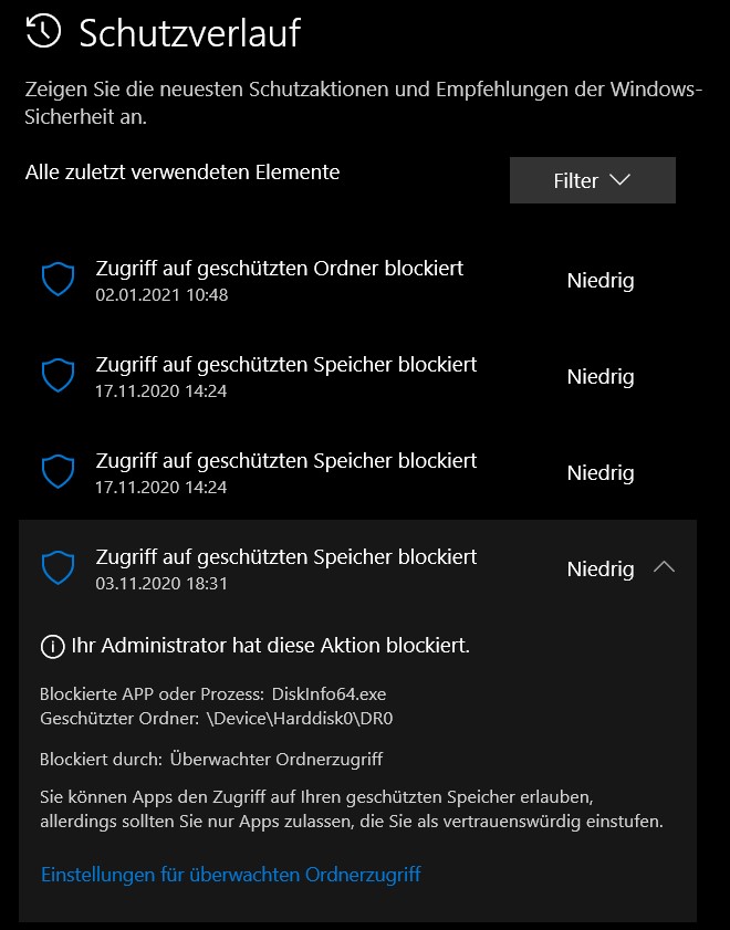 Windows Sicherheit Suchverlauf