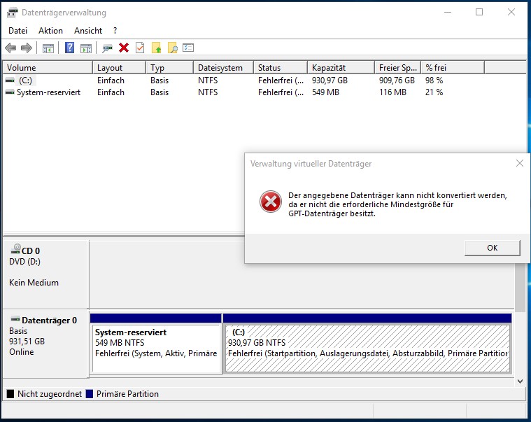 Externe Festplatte WD Elements 2TB wird von Windows 10 nicht initialisiert