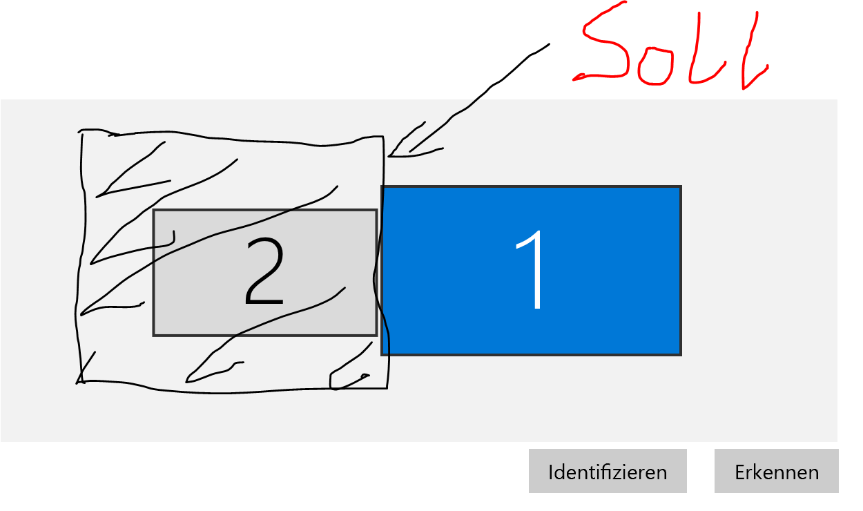 Zweite Monitor an den Laptop falsch angeordnet