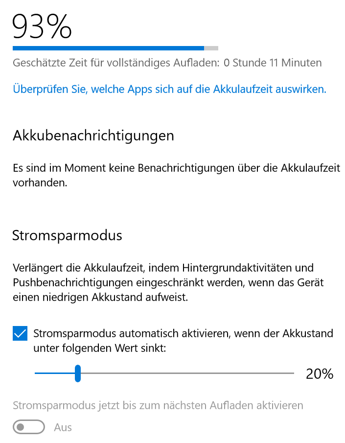 Surface Go Akkuanzeige Problem