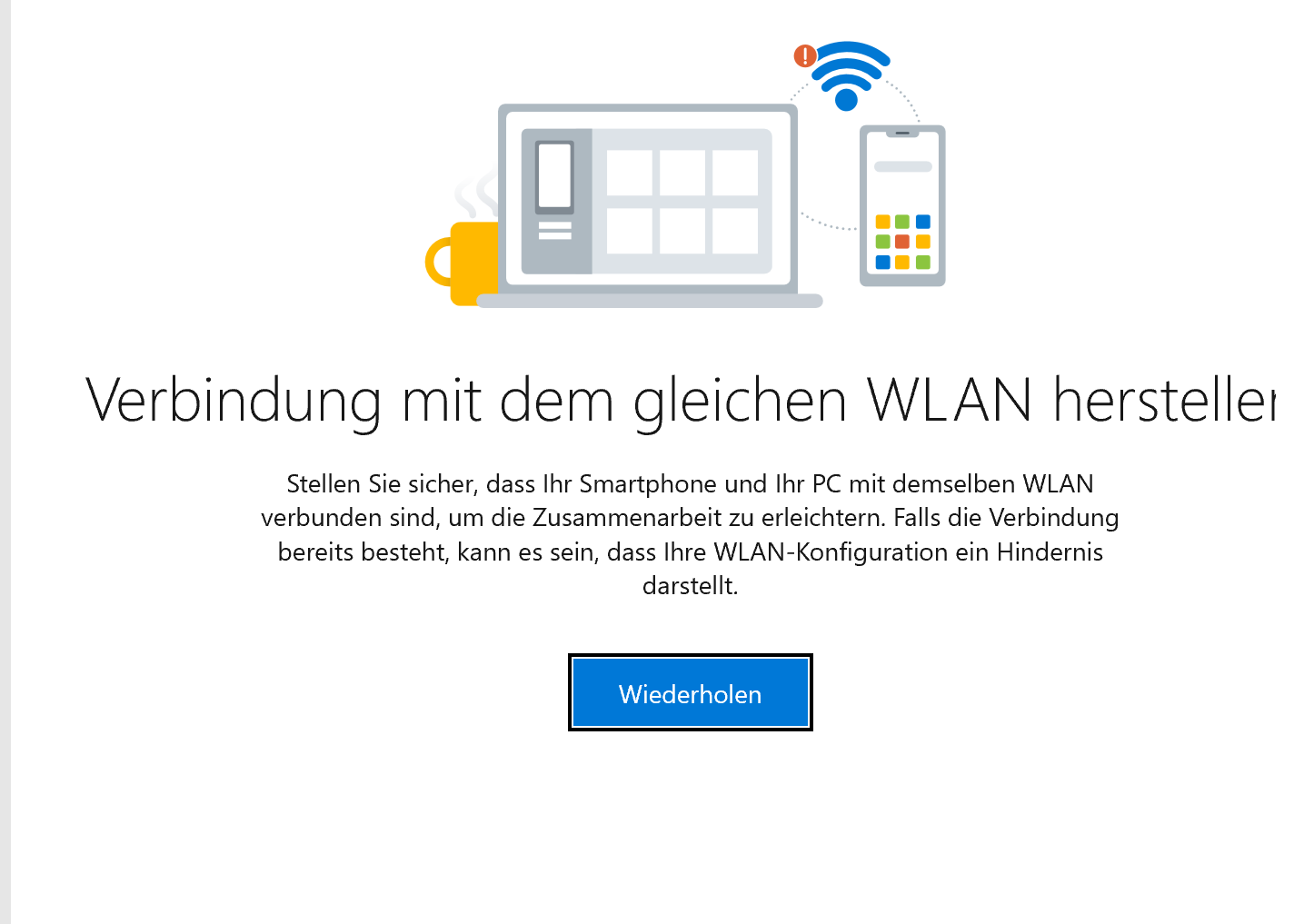 Verbindung vom Tablet zum Smartphone über die Datenverbindung scheitert