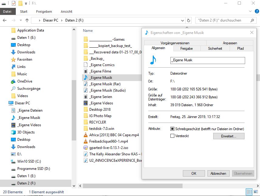 Win 10 Eigenschaften von Ordnern werden falsch angezeigt