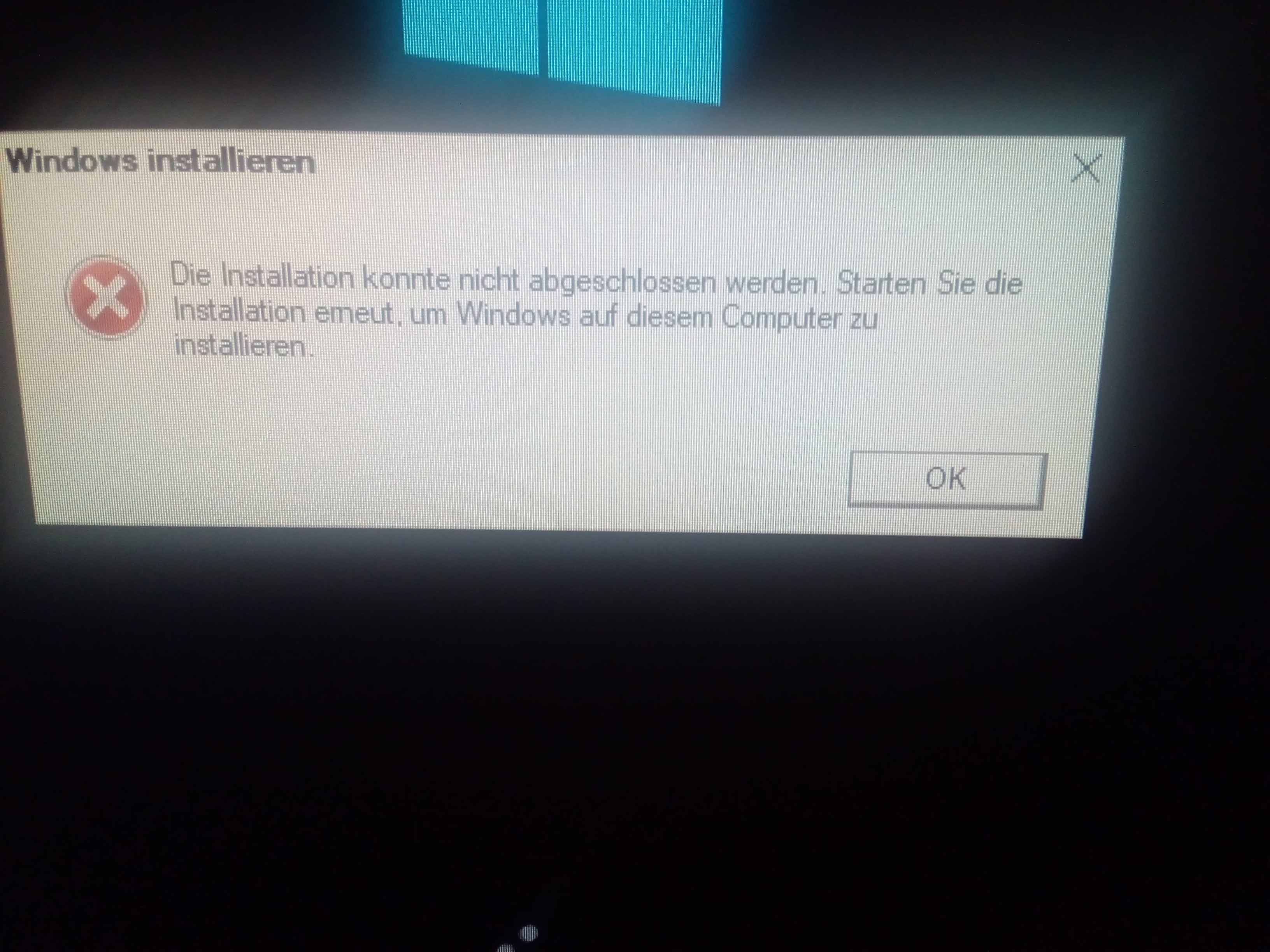 Windows : Die Installation konnte nicht abgeschlossen werden...