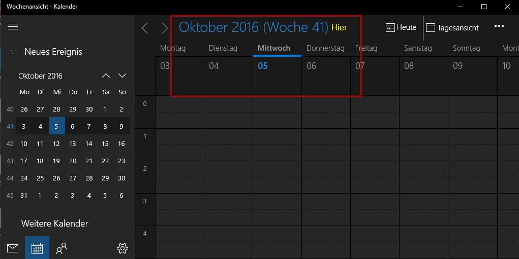 Outlook Kalender Wochenzahl
