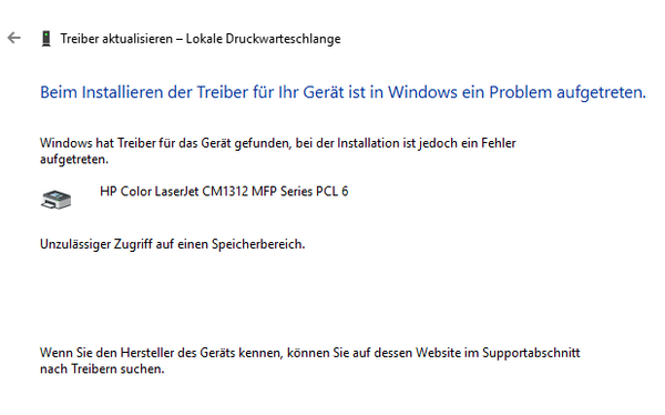 Keine Kommunikation zwischen Drucker und Desktop