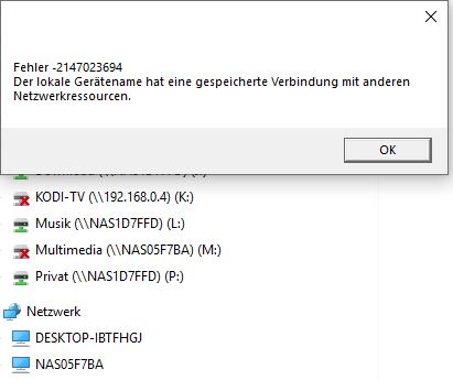 Netzwerkfehler Meldung