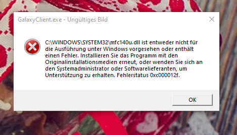 Fehlerstatus 0xc000012f. Wie behebe ich den Fehler?