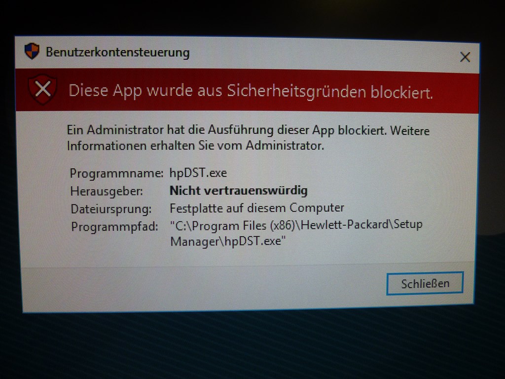 HP Notebook (HPDst.exe) blockiert